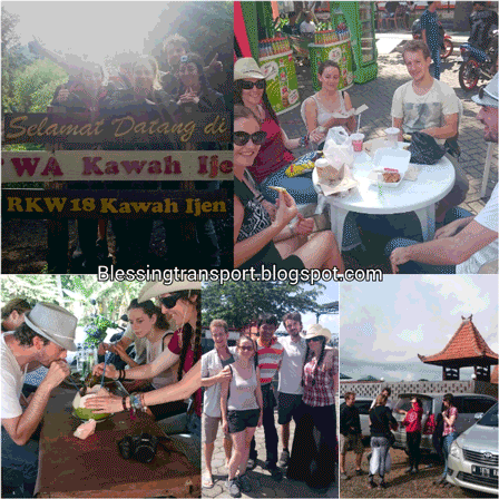 Shannon (AU), Mathieu and Tiphaine and Mathieu's friends (FR), sharing transport from Surabaya to Bromo-Ijen. July 6th to 8th, 2016.