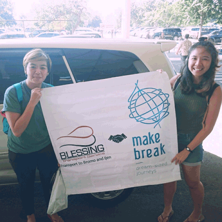 Germain and her friend (SG). Transport Surabaya to Bromo